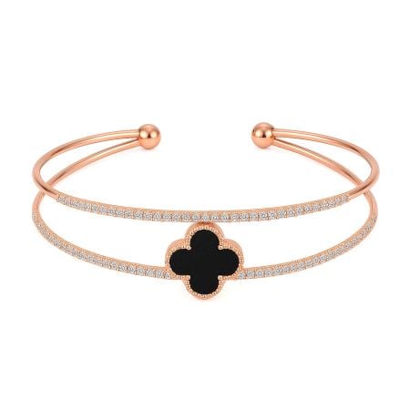 18K Rose Gold Plated Black Floral Inspired Kada